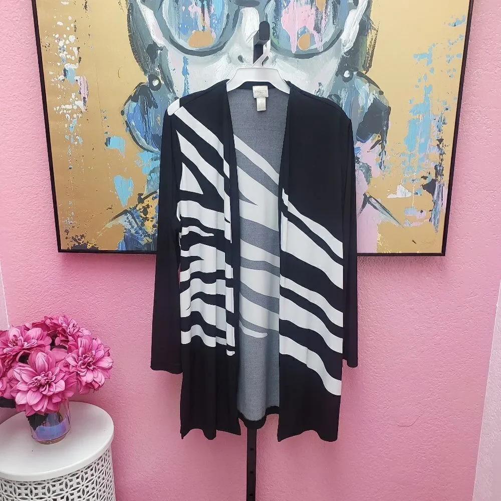 Chico's Knit Kit Zebra Print Jacket